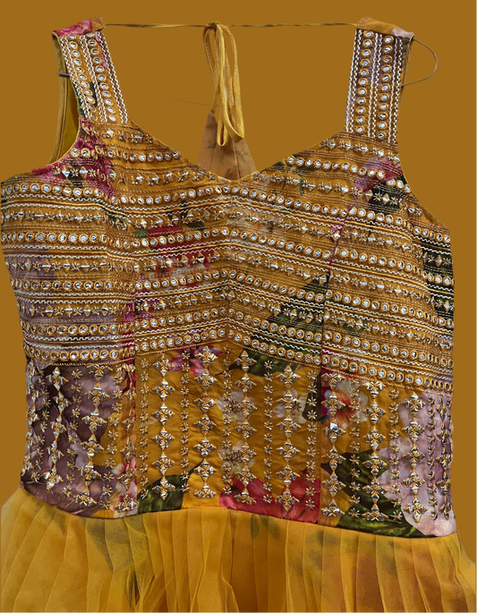 Premium Partywear gown with belt and Dupatta